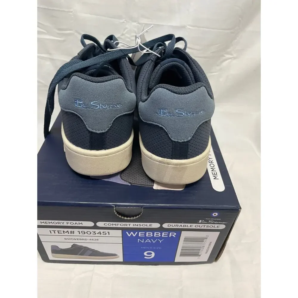 Ben Sherman Men's Webber Navy Sneakers Size 9 Memory Foam New In Box